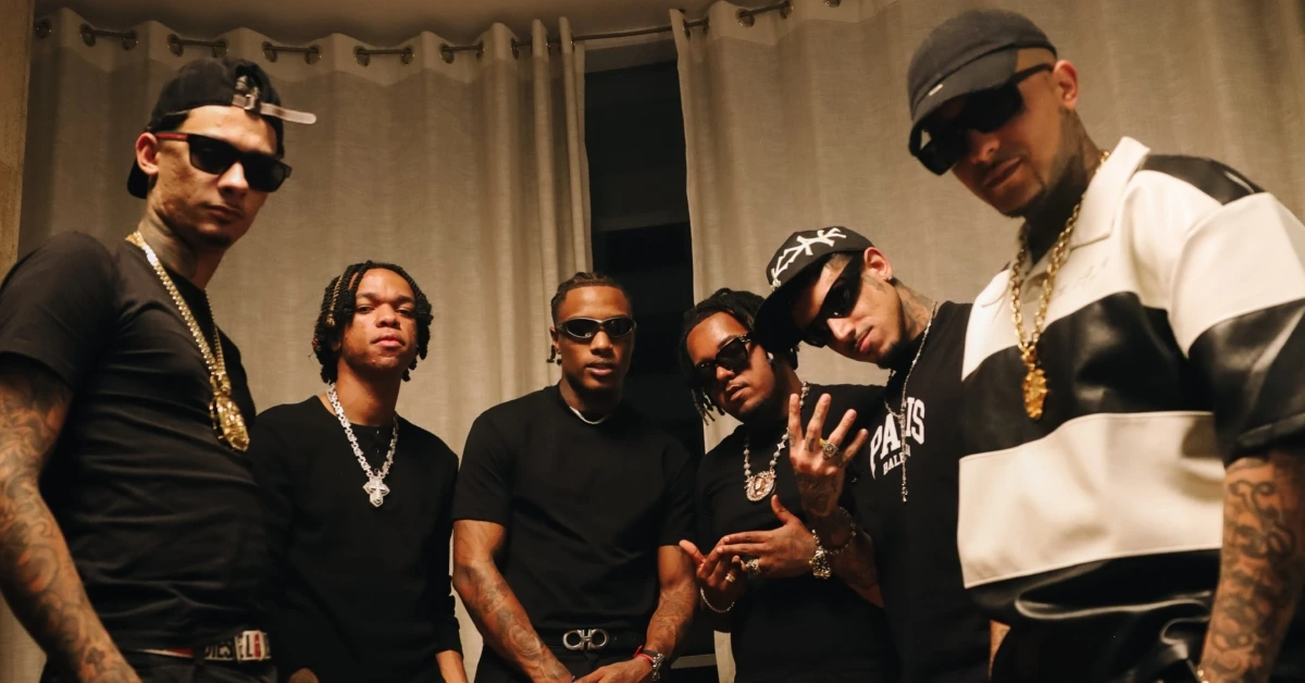 Murillo, LT no Beat, Vulgo FK, MC Cebezinho, DU’L, MC PH e KayBlack em 'Cartas Sobre a Mesa'(Reprodução/Instagram)